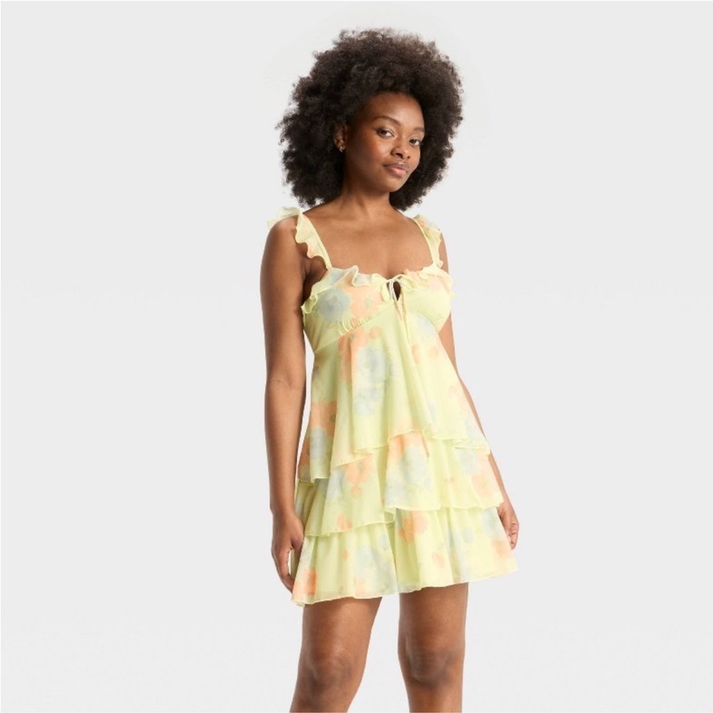 Knit Chiffon Tiered Ruffle Sleeve
Mini A-Line Dress - Wild Fable™ Yellow
Floral